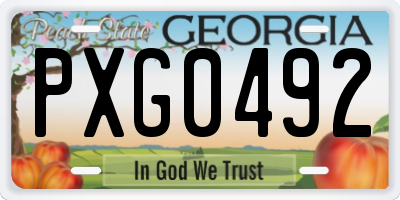 GA license plate PXG0492