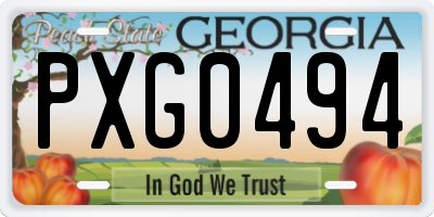 GA license plate PXG0494