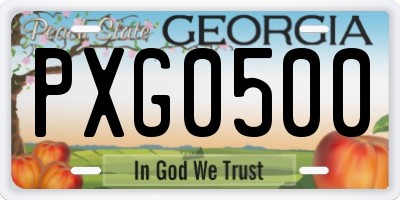 GA license plate PXG0500