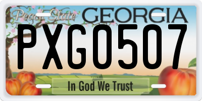 GA license plate PXG0507