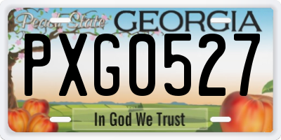 GA license plate PXG0527