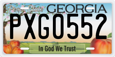 GA license plate PXG0552
