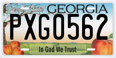 GA license plate PXG0562