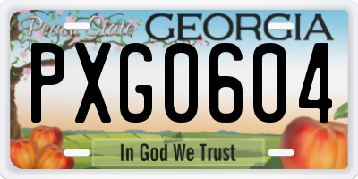 GA license plate PXG0604