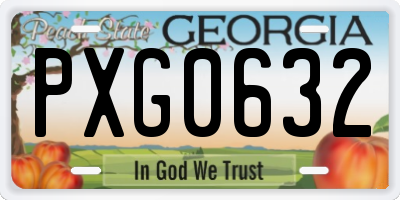GA license plate PXG0632