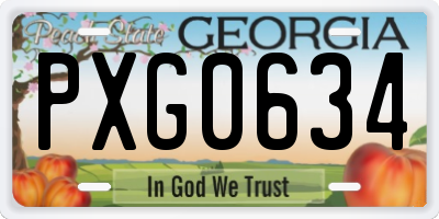GA license plate PXG0634