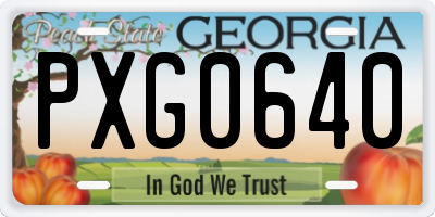GA license plate PXG0640