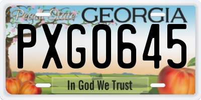 GA license plate PXG0645