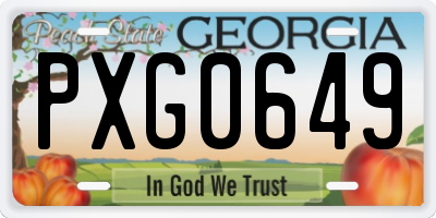 GA license plate PXG0649