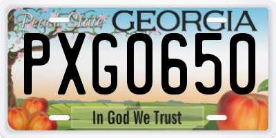 GA license plate PXG0650