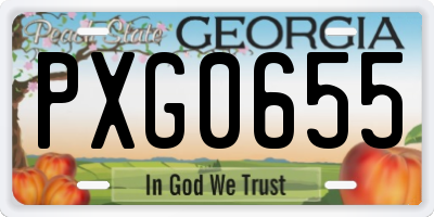 GA license plate PXG0655