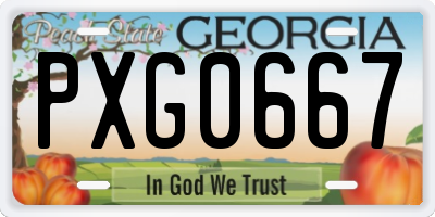 GA license plate PXG0667