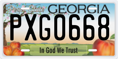 GA license plate PXG0668
