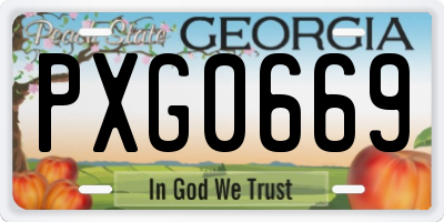 GA license plate PXG0669