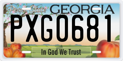 GA license plate PXG0681