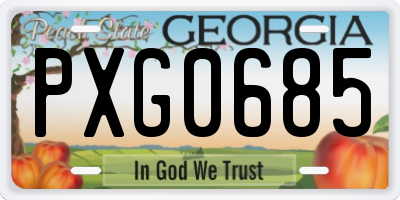 GA license plate PXG0685