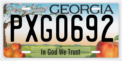 GA license plate PXG0692