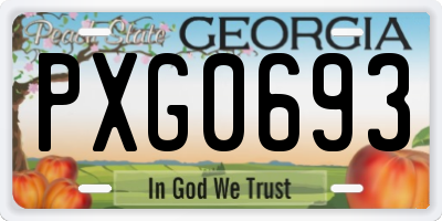 GA license plate PXG0693