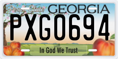 GA license plate PXG0694