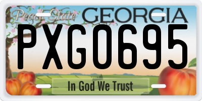 GA license plate PXG0695