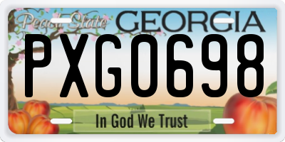 GA license plate PXG0698