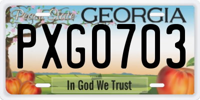 GA license plate PXG0703