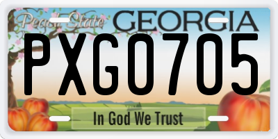 GA license plate PXG0705