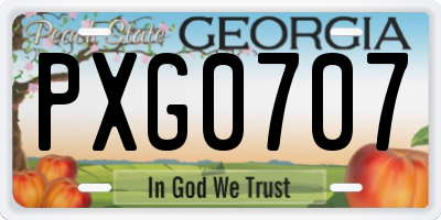 GA license plate PXG0707