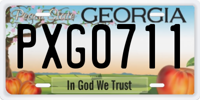 GA license plate PXG0711