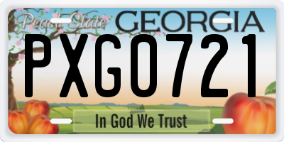 GA license plate PXG0721