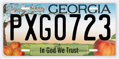 GA license plate PXG0723