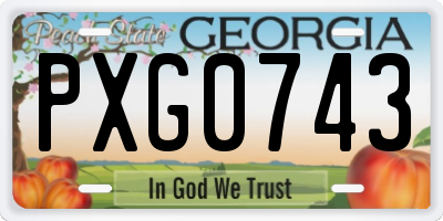 GA license plate PXG0743