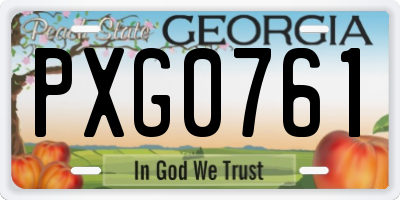 GA license plate PXG0761