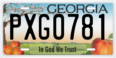 GA license plate PXG0781