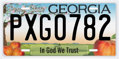 GA license plate PXG0782