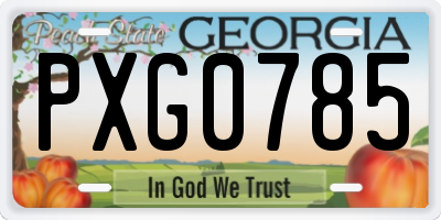 GA license plate PXG0785