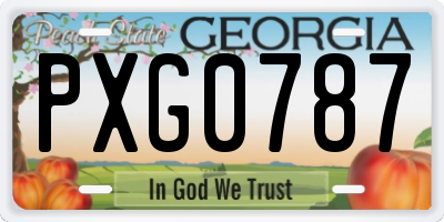 GA license plate PXG0787