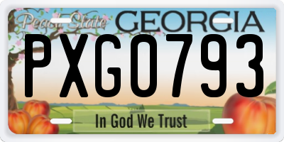 GA license plate PXG0793