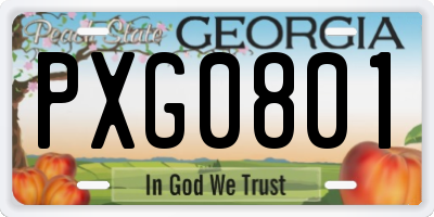 GA license plate PXG0801