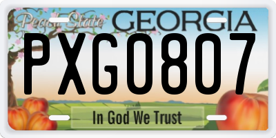 GA license plate PXG0807