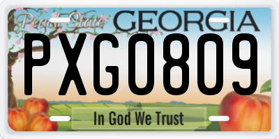 GA license plate PXG0809