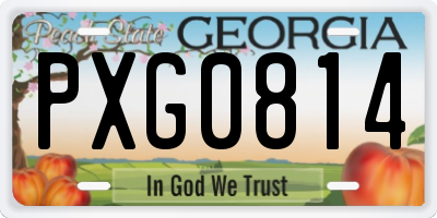GA license plate PXG0814
