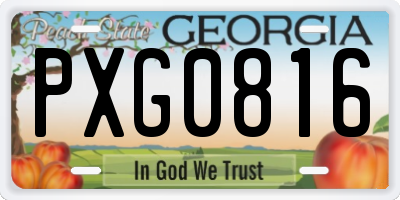 GA license plate PXG0816
