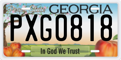 GA license plate PXG0818