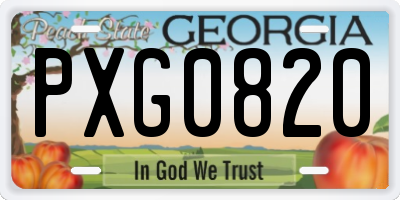 GA license plate PXG0820