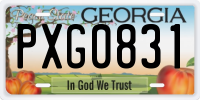 GA license plate PXG0831