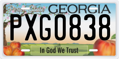 GA license plate PXG0838