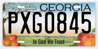 GA license plate PXG0845