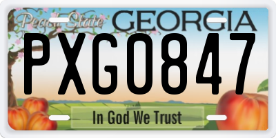GA license plate PXG0847