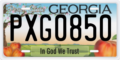 GA license plate PXG0850